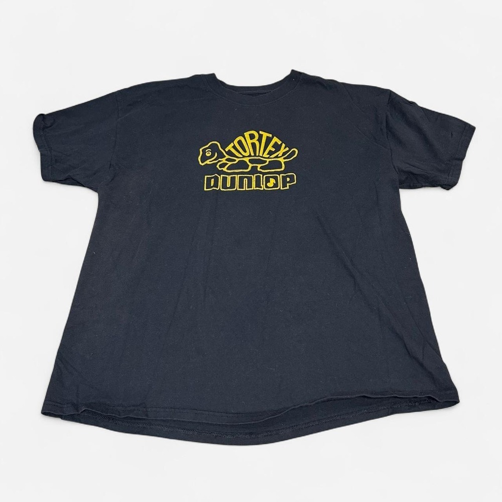 Dunlop Tortex Picks Turtle Logo Y2K Vintage T-Shirt Black Mens X-Large - Picture 1 of 6